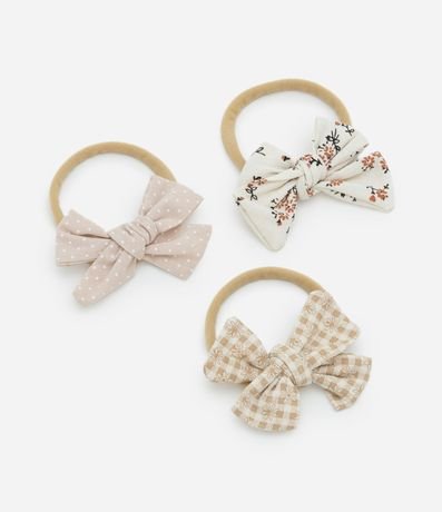 Kit 03 Vinchas Infantil con Moñitas Texturizados – Talle U