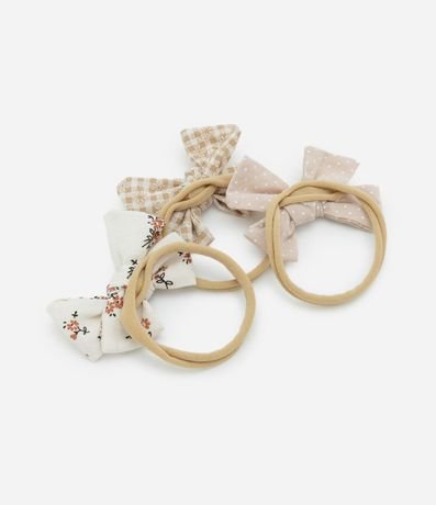 Kit 03 Vinchas Infantil con Moñitas Texturizados – Talle U 2