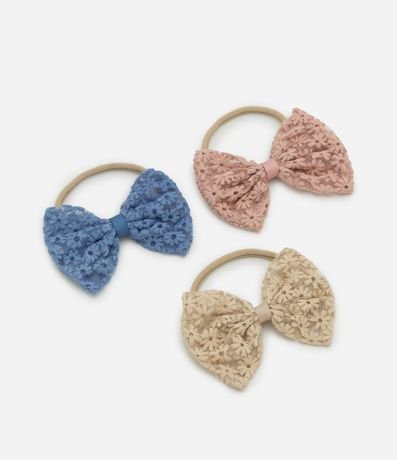 Kit 03 Vinchas Infantiles en Tule con Moñitas Texturizados – Talle U