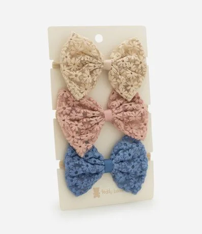 Kit 03 Vinchas Infantiles en Tule con Moñitas Texturizados – Talle U 3