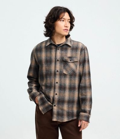 Camisa Comfort en Flanesa con Bolsillo y Estampa de Cuadros 2