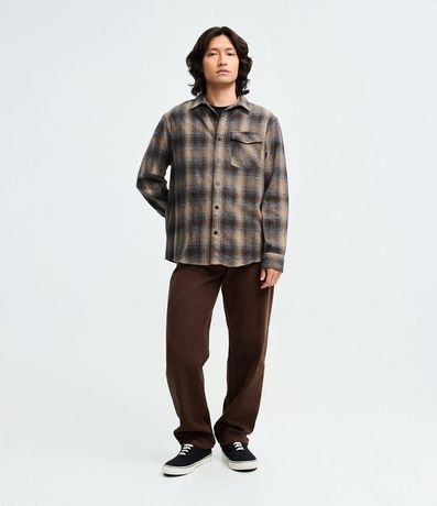 Camisa Comfort en Flanesa con Bolsillo y Estampa de Cuadros 2