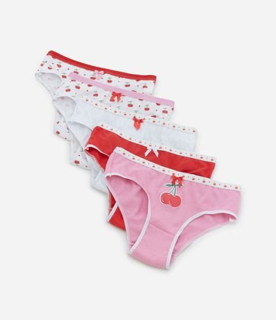 Kit 05 Bombachas Infantiles con Estampa Cerezas - Talle 4 a 14 años