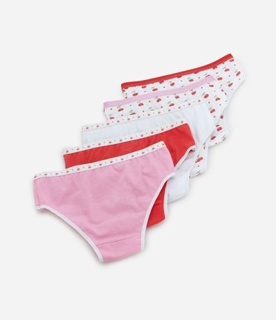 Kit 05 Bombachas Infantiles con Estampa Cerezas - Talle 4 a 14 años 2