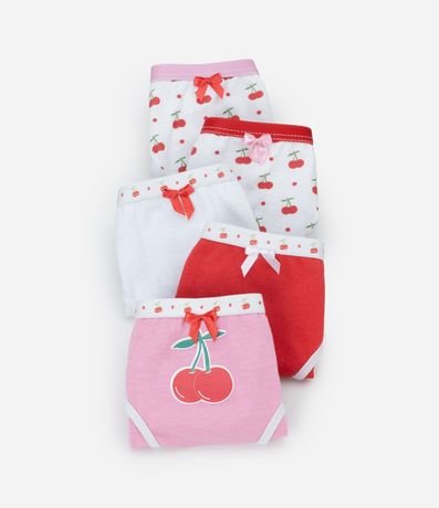 Kit 05 Bombachas Infantiles con Estampa Cerezas - Talle 4 a 14 años 3