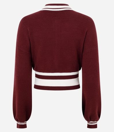 Cardigan College en Punto con Cremallera y Estampa Numérica 7