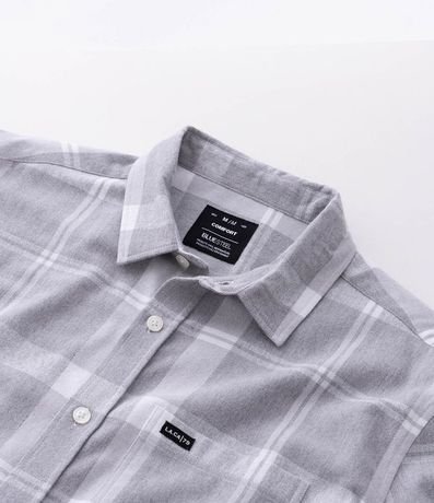 Camisa en Franela de Cuadros con Bolsillos y Botones Delanteros 4