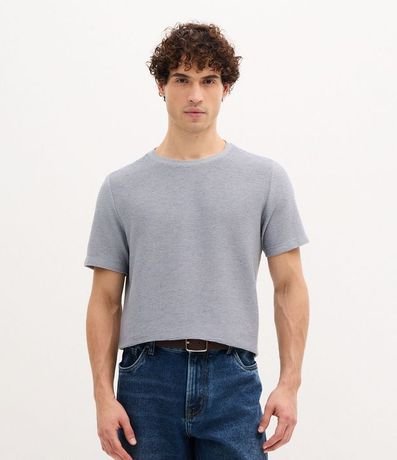 Remera Regular en Algodón con Textura Horizontal