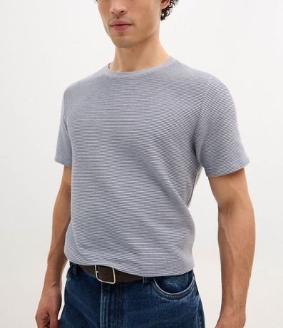 Remera Regular en Algodón con Textura Horizontal 4