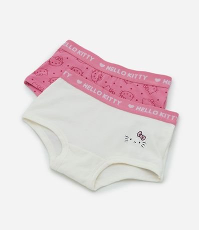 Kit 02 Bombachas Boxer Infantiles en Algodón con Cintura Elástica Hello Kitty - Talle 4 a 14 años