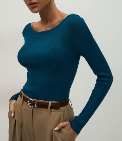 Blusa Básica Hombro a Hombro Traspasado en Punto 4