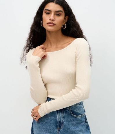 Blusa Básica Hombro a Hombro Traspasado en Punto