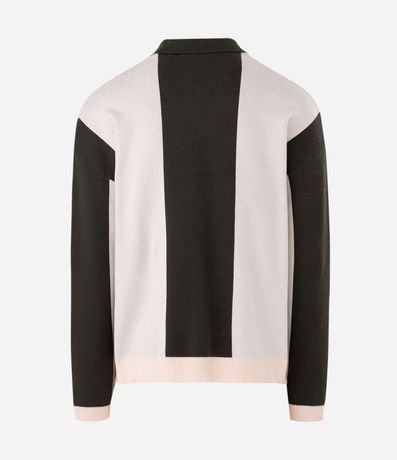 Suéter en Punto con Cuello Polo y Lettering en el Pecho 2