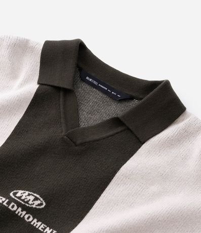 Suéter en Punto con Cuello Polo y Lettering en el Pecho 4