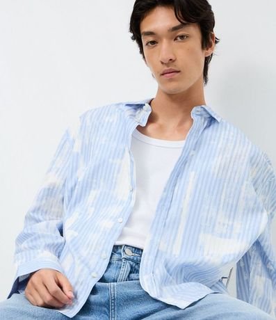 Camisa Manga Larga Sastre Rayada con efecto Pincelado 3