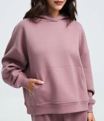 Buzo Cerrado en Algodón con Felpa y Bolsillo Canguro 4