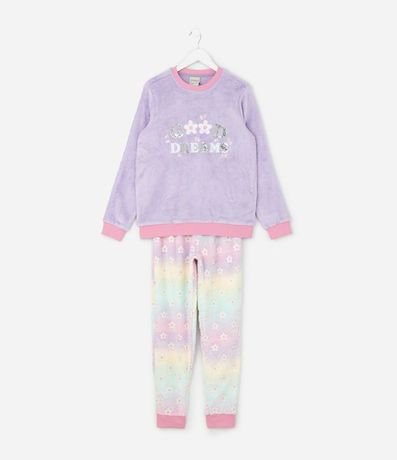 Pijama Infantil con Lettering Bordado y Lentejuelas – Talle 5 a 14 años