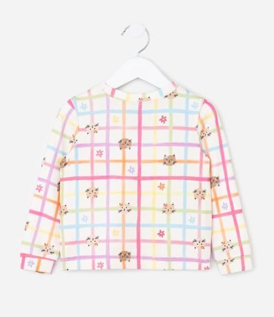 Pijama Infantil Estampa Cuadrículada Flores y Gatito – Talle 2 a 6 años 4