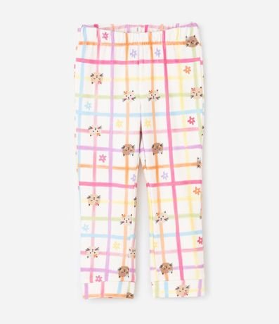 Pijama Infantil Estampa Cuadrículada Flores y Gatito – Talle 2 a 6 años 5
