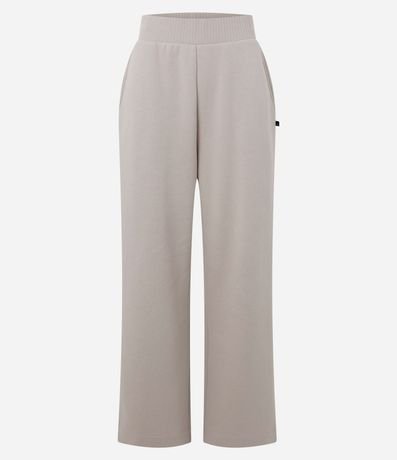 Pantalón Recto Deportivo en Algodón con Cintura Canelada 2
