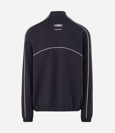 Buzo Boxy con Cremallera en Microfibra con Lettering en el Pecho y Raya en las Mangas 5