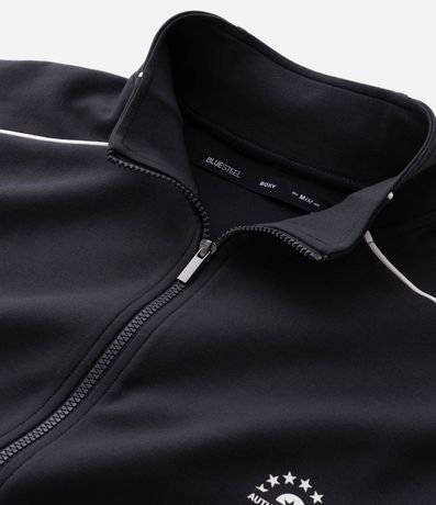 Buzo Boxy con Cremallera en Microfibra con Lettering en el Pecho y Raya en las Mangas 8