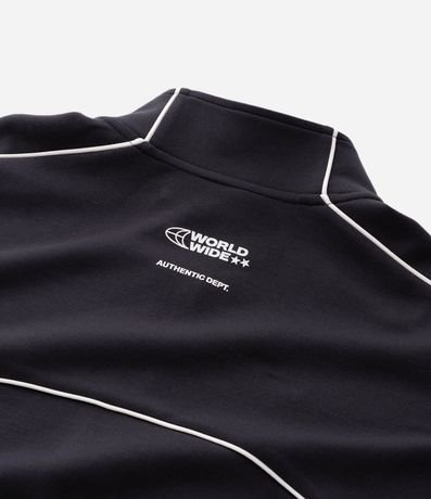 Buzo Boxy con Cremallera en Microfibra con Lettering en el Pecho y Raya en las Mangas 10