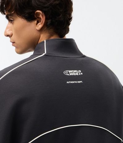 Buzo Boxy con Cremallera en Microfibra con Lettering en el Pecho y Raya en las Mangas 2