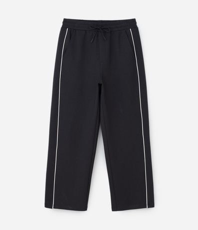 Pantalón en Algodón con Felpa Liso y Raya en los Laterales