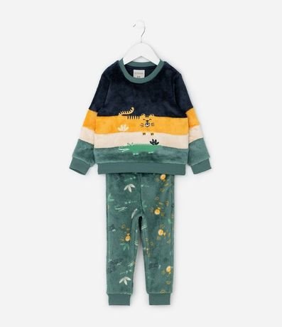 Pijama Infantil con Estampado Animales y Bloques de Colores – Talle 1 a 4 años
