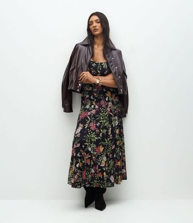 Vestido Long Midi en Chiffon Floral