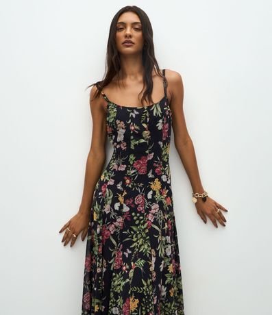 Vestido Long Midi en Chiffon Floral 2