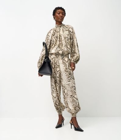 Blusa en Liocel con Manga Abullonada y Estampado Animal Print 2