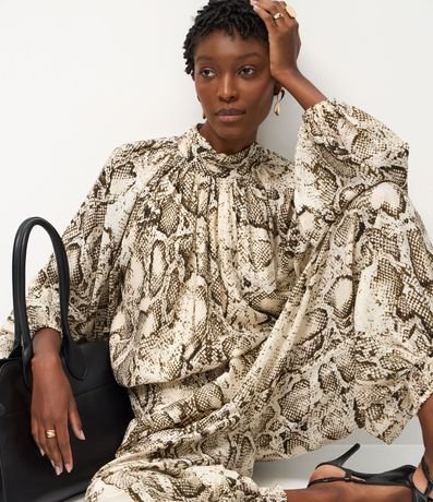 Blusa en Liocel con Manga Abullonada y Estampado Animal Print 4