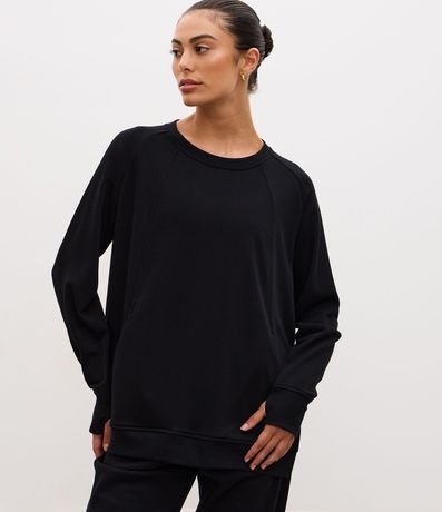 Saco Cerrado Oversized Deportivo en Algodón con Encaje Lateral