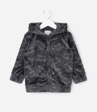 Saco Infantil con Capucha y Estampada Camiones en Relieve – Talle 1 a 6 años