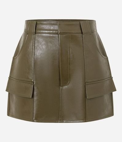 Short Pollera Corto en PU con Bolsillos Delanteros 5