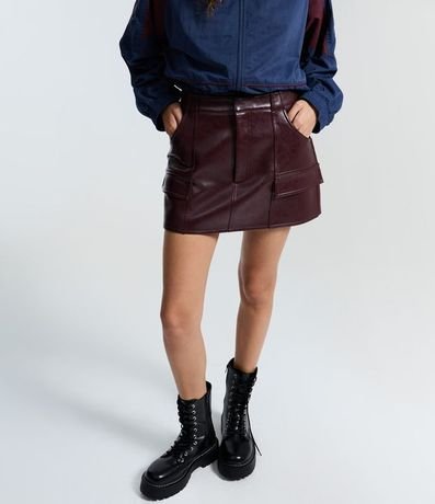 Short Pollera Corto en PU con Bolsillos Delanteros 2