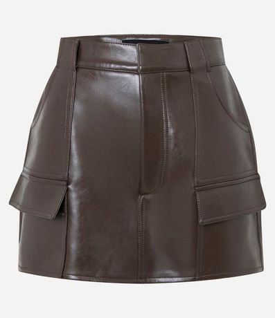 Short Pollera Corto en PU con Bolsillos Delanteros 2