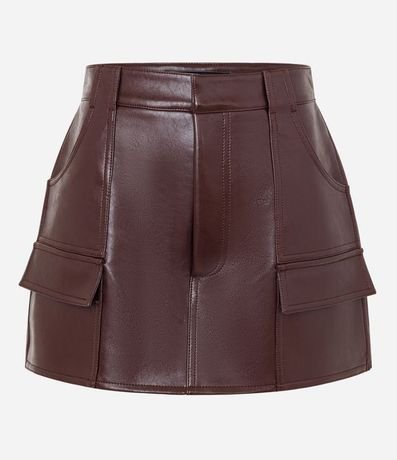 Short Pollera Corto en PU con Bolsillos Delanteros 5