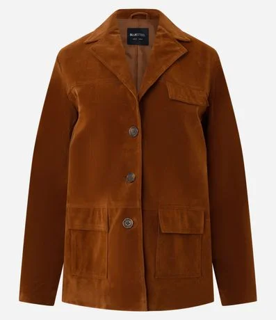 Blazer en Gamuza con Bolsillos y Cierre por Botones 4