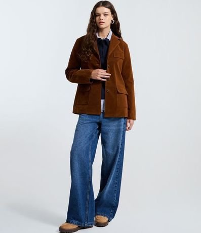 Blazer en Gamuza con Bolsillos y Cierre por Botones 2