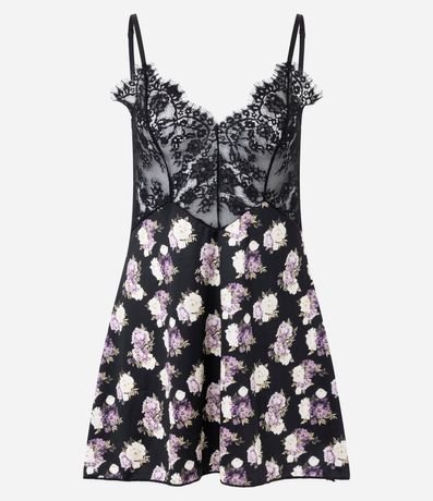 Camisola con Bretel Fino Floral en Microfibra y Detalles en Encaje 4