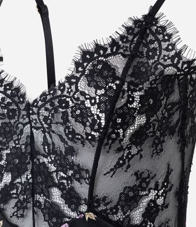 Camisola con Bretel Fino Floral en Microfibra y Detalles en Encaje 6