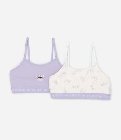 Kit 02 Sutiãs Infantiles en Algodón con Estampa Stitch - Talle 9 A 14 años