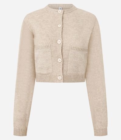 Cardigan Corto en Punto con Textura Atoallada
