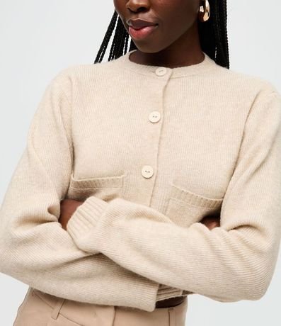 Cardigan Corto en Punto con Textura Atoallada 3