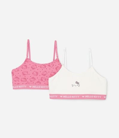 Kit 02 Sutiãs Top Infantiles en Algodón con Elástico Hello Kitty - Talle 9 A 14 años