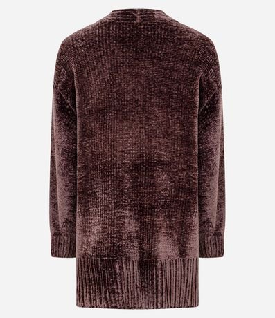 Suéter Alargado en Punto Chenille Canelado con Encajes Laterales 3