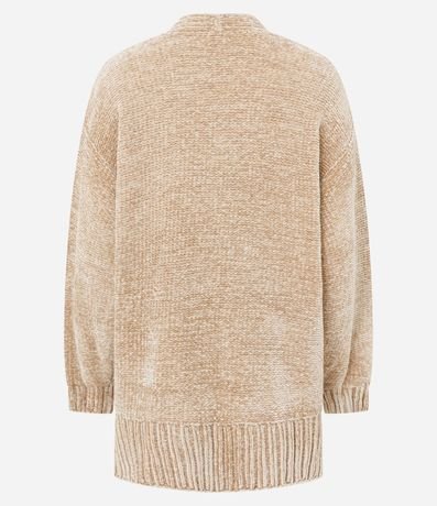 Suéter Alargado en Punto Chenille Canelado con Encajes Laterales 3